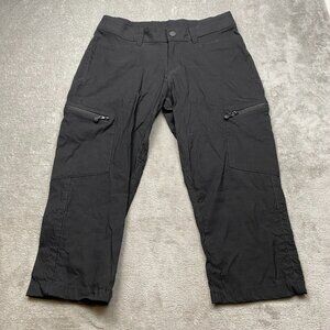 WindRiver Capri Pants Women's 8 Black Nylon Stretch Zipper Cargo Pockets Outdoor